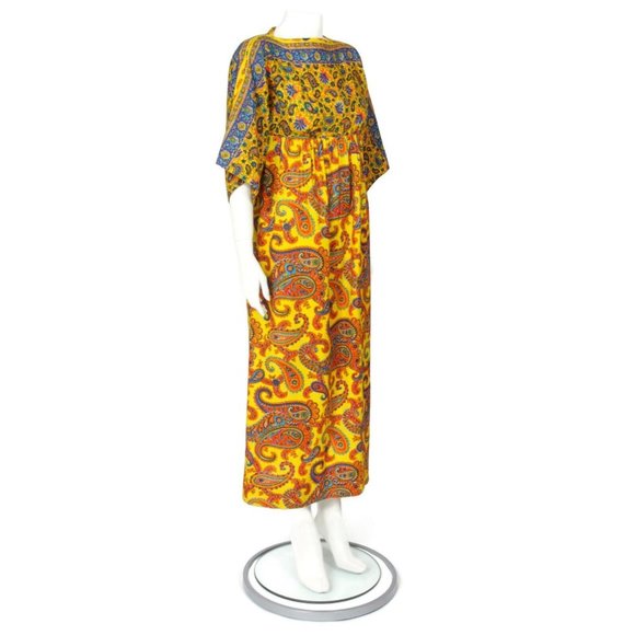 Vintage ANN FOGARTY 70s Mod Hostess Kimono Sleeve Paisley Party Dress S/XS /579 - Picture 2 of 6